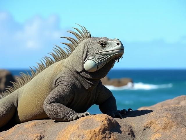 Nagy leguán egy sziklán pihenve
