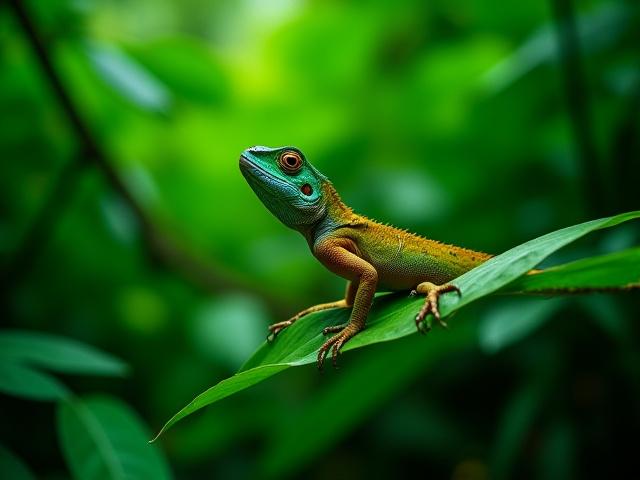 Békésen napozó hüllő Costa Rica sűrű esőerdőjében