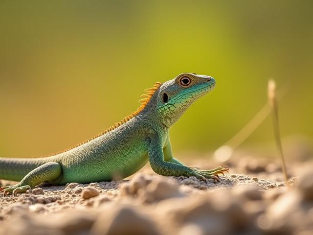 Élénk zöld gyík, Magyarország dombok között, napfényben